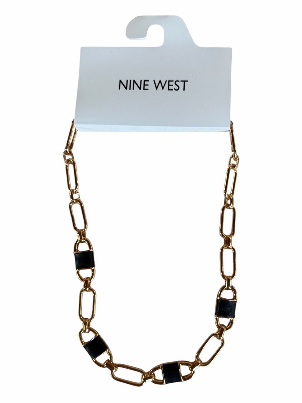 Nine West Gold-Tone Link Necklace with Black Accents
